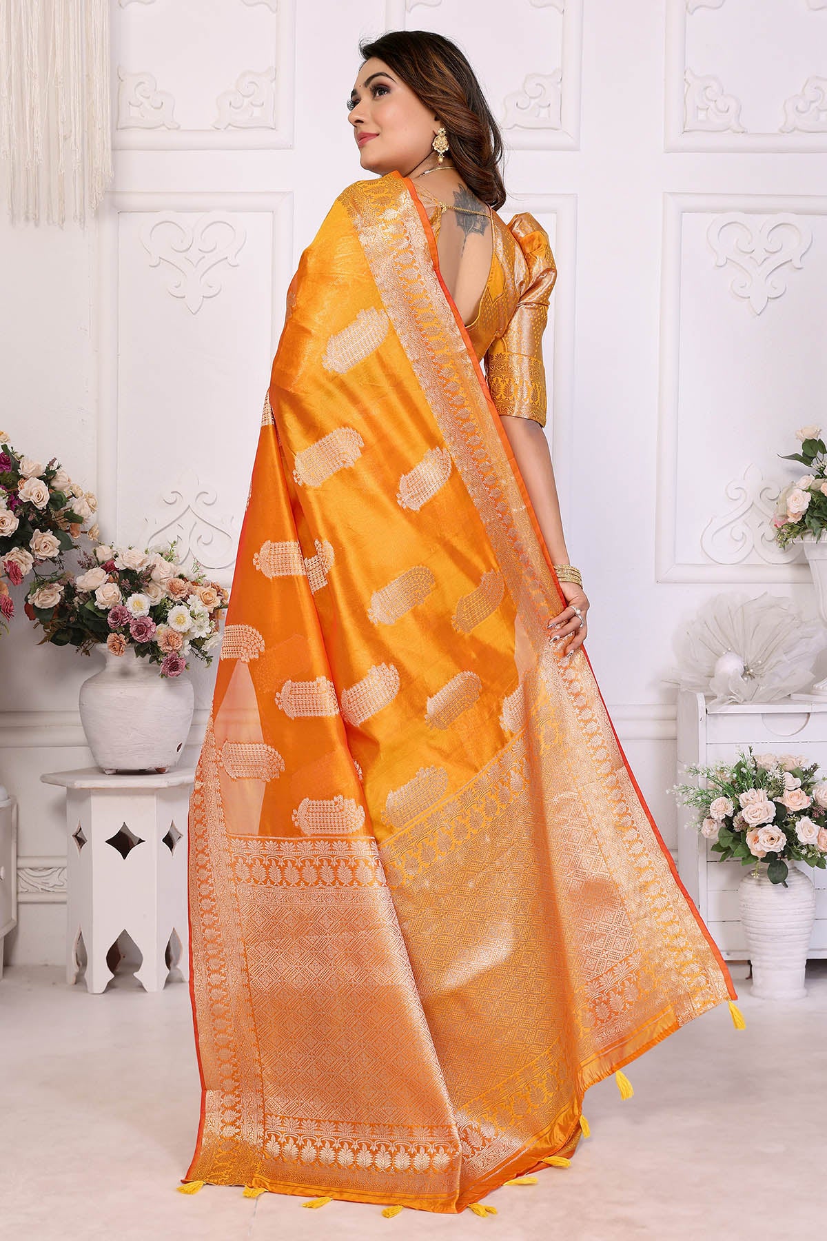 Soft Organza Silk Yellow Saree