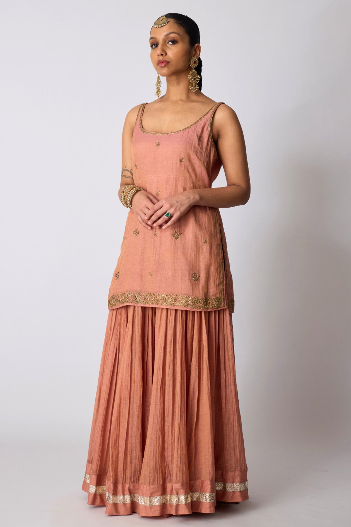 Soft Pink Zardozi Sharara Set