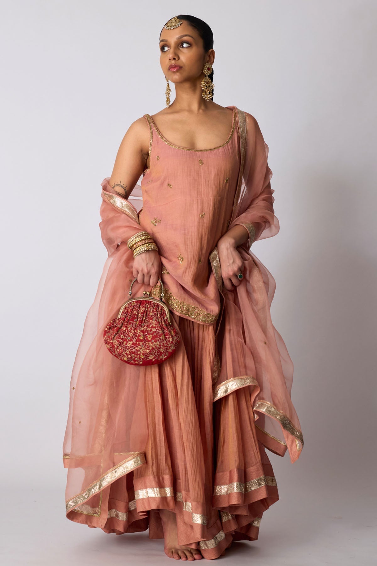 Buy Soft Pink Zardozi Sharara Set for women by Rhua India online available at scrollnshops