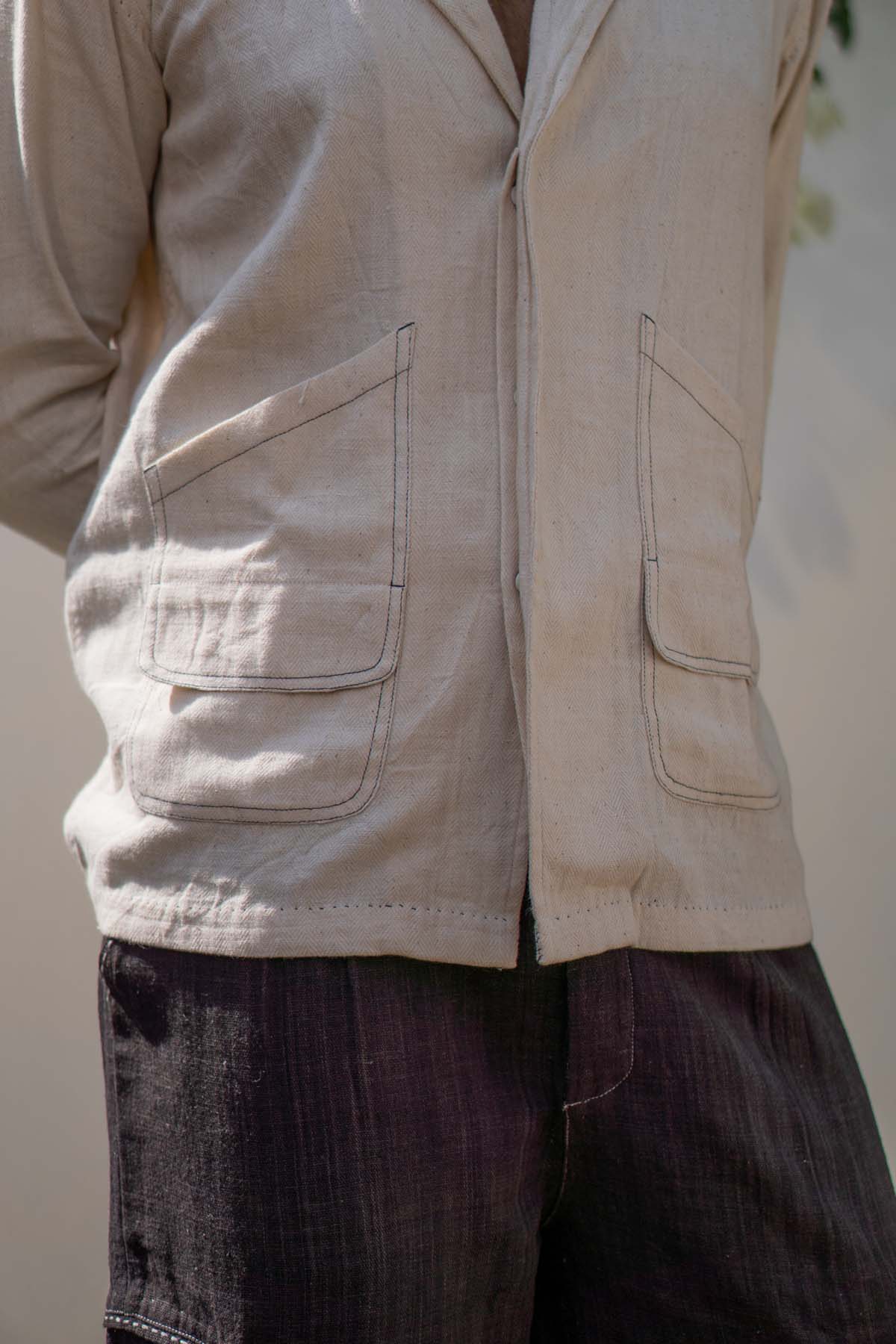 Spread Collar Cotton Shirt