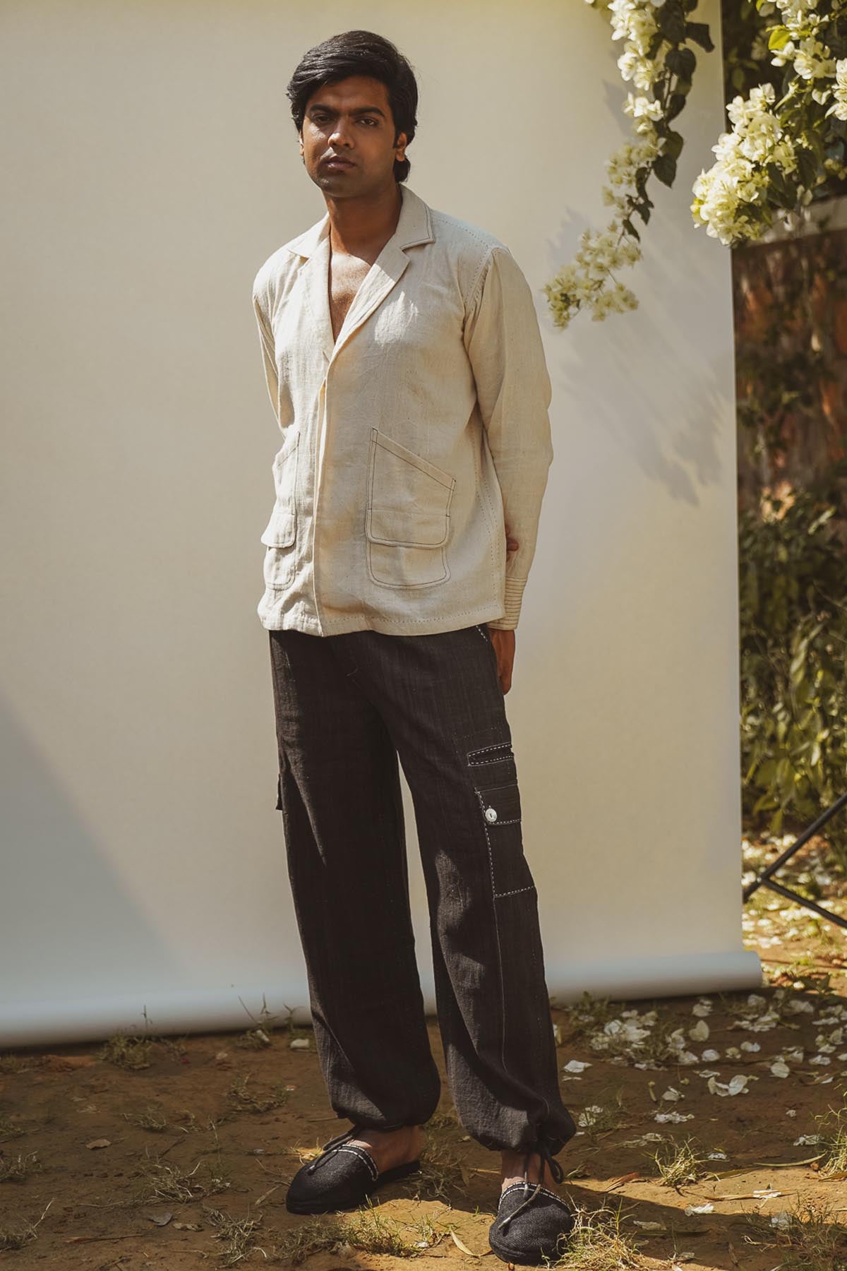 Spread Collar Cotton Shirt