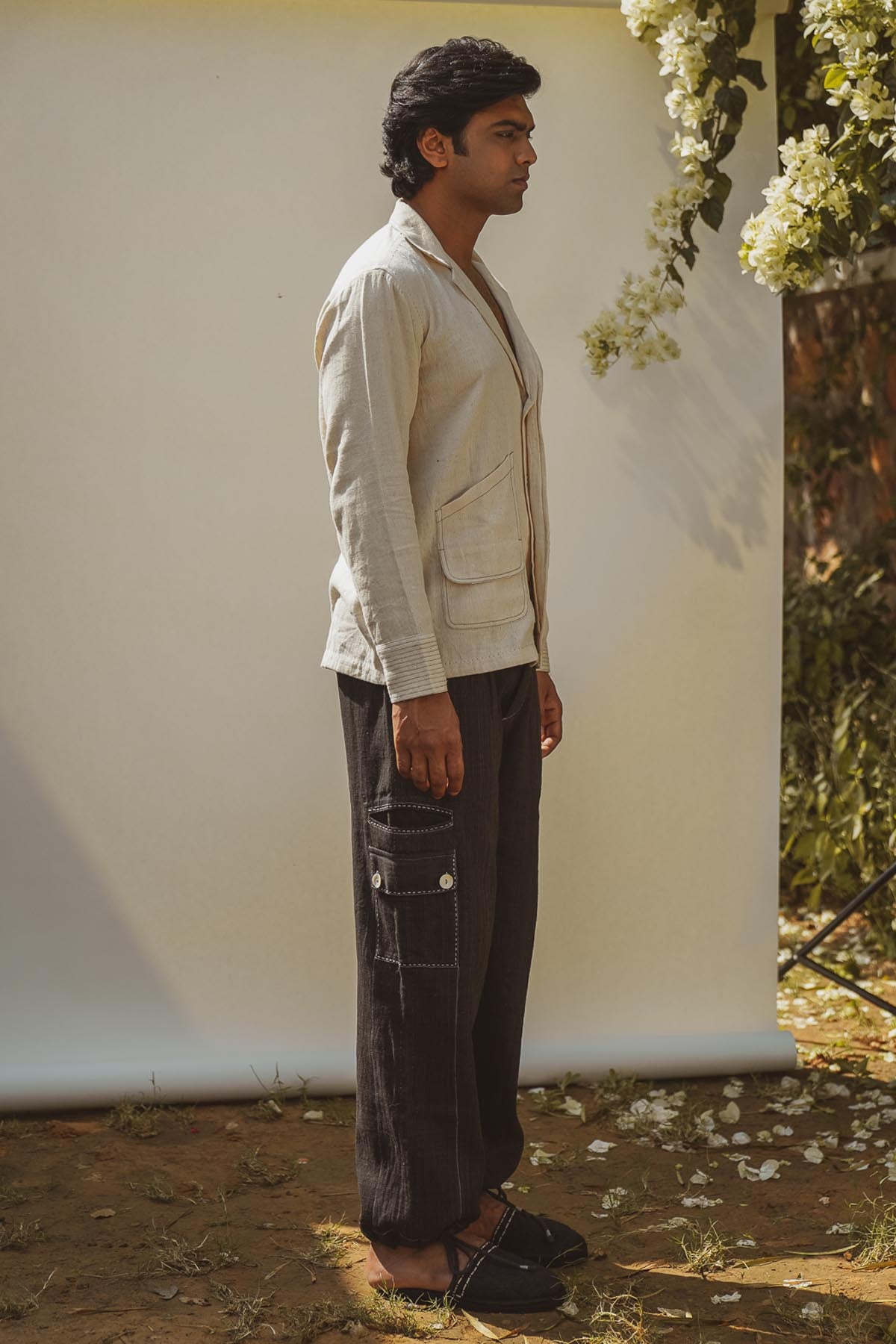 Spread Collar Cotton Shirt