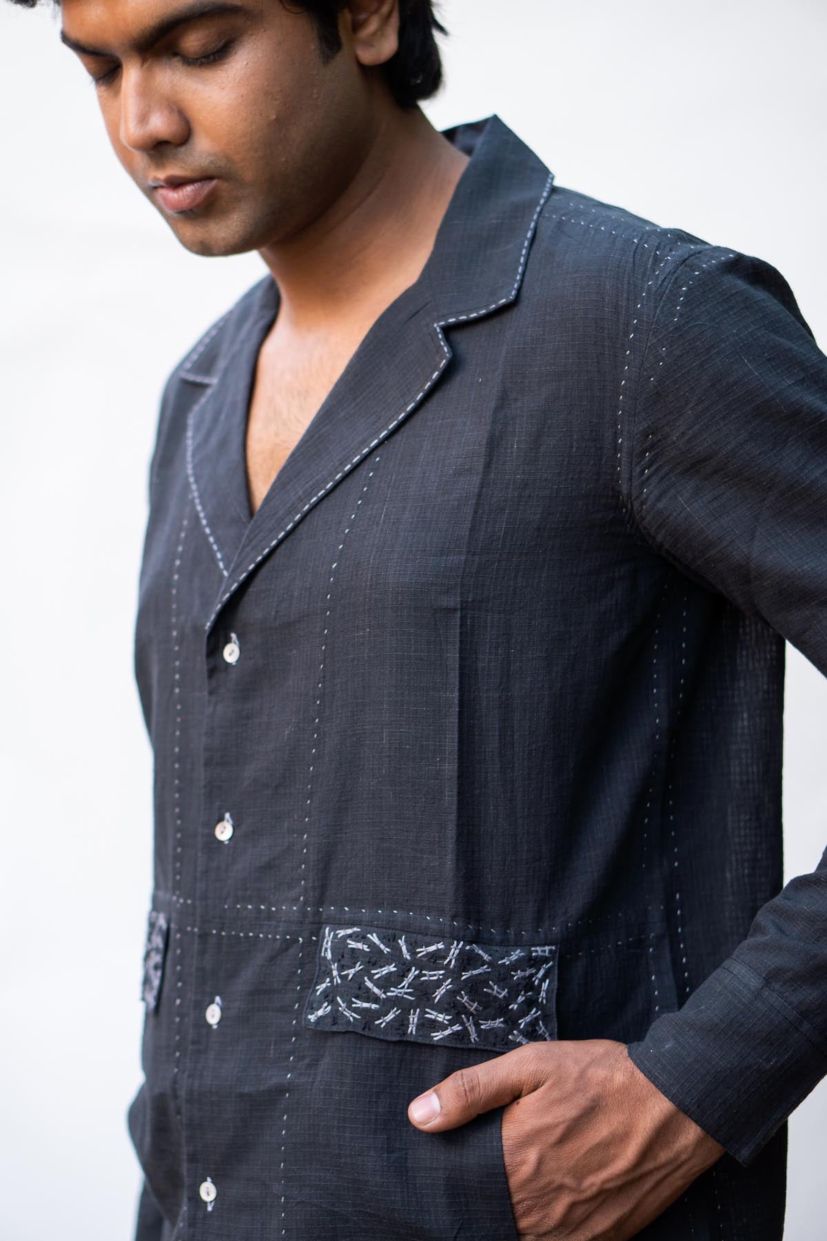 Spread Collar Sheer Shirt