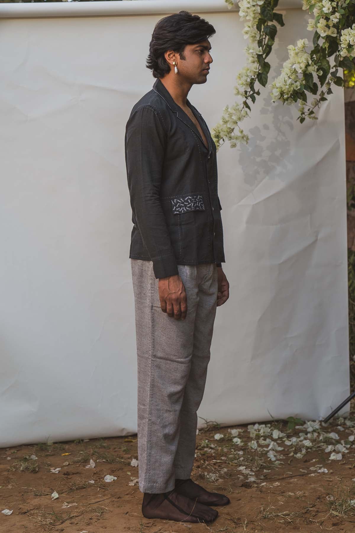 Spread Collar Sheer Shirt