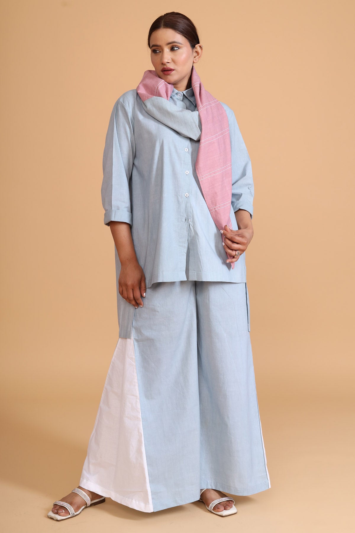 Square Artwork Pink Mint Scarf