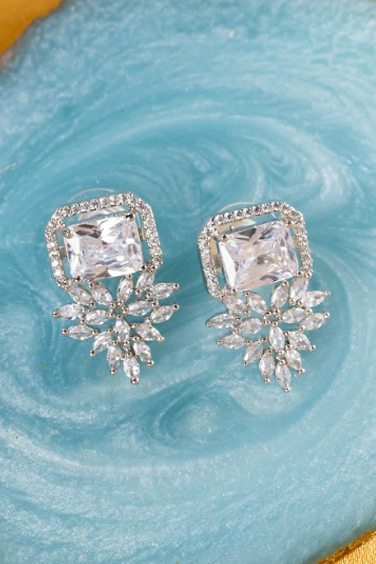 Square Marquis Diamond Earrings