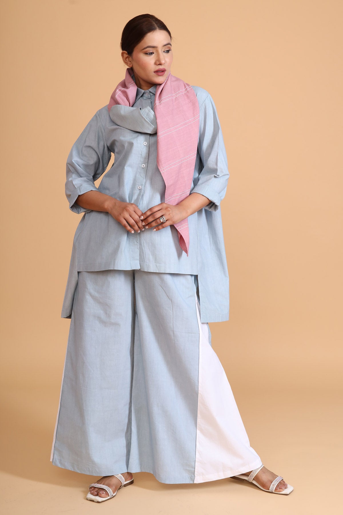 Square Artwork Pink Mint Scarf - Chic Sophistication at ScrollnShops