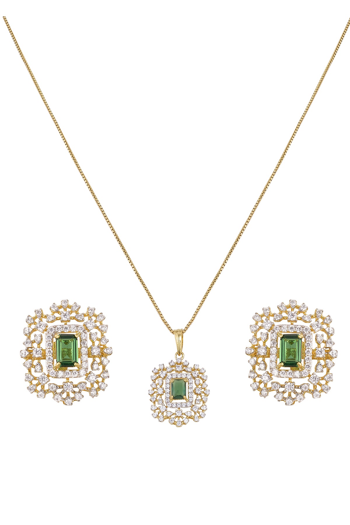 Square Shaped Pendant & Earring