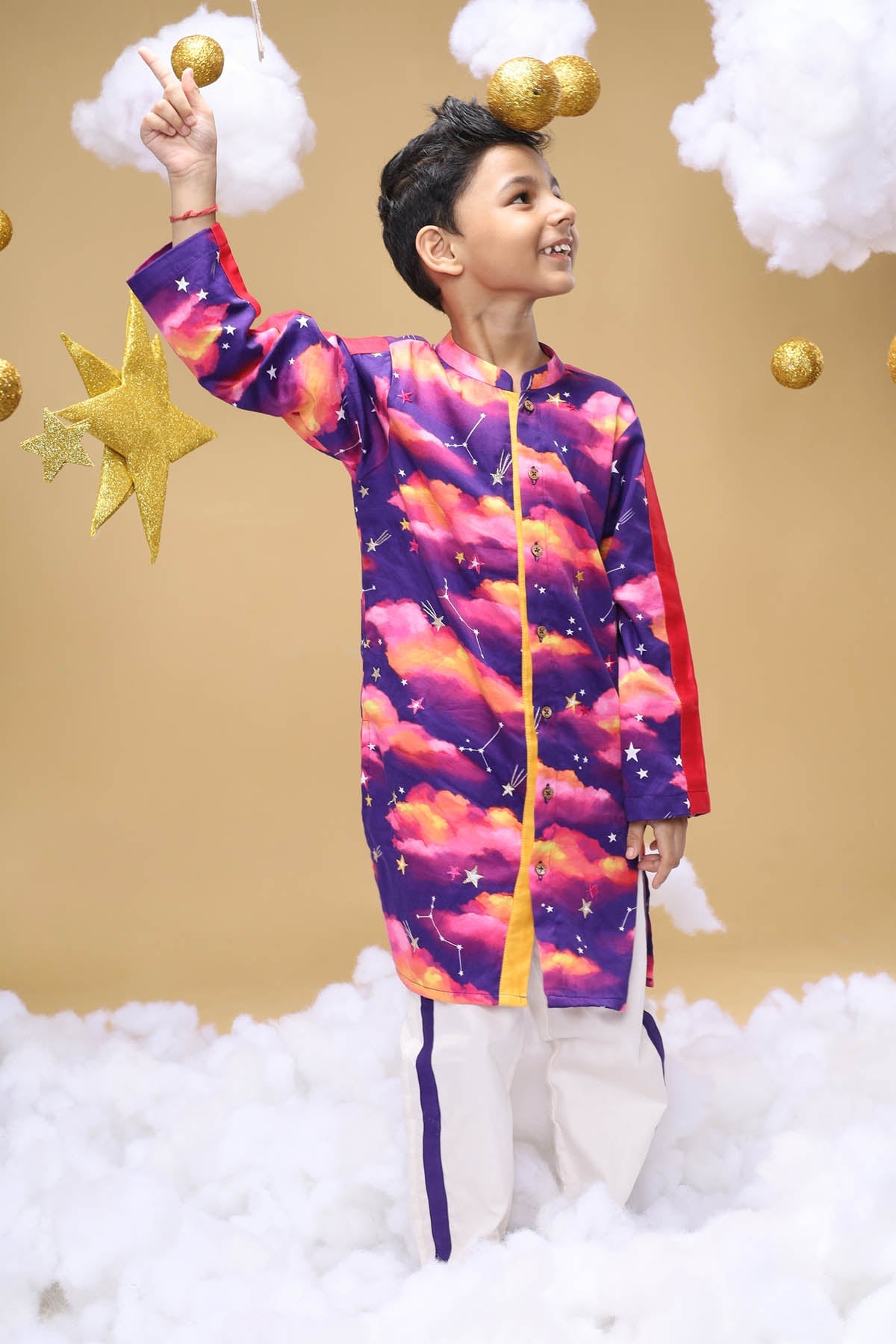 Designer Little Shiro Stars Embroidered Kurta Set For Kids Available online at ScrollnShops