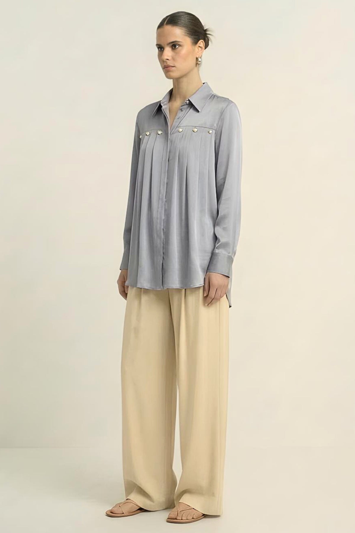 Steel Grey Bemberg Silk Shirt