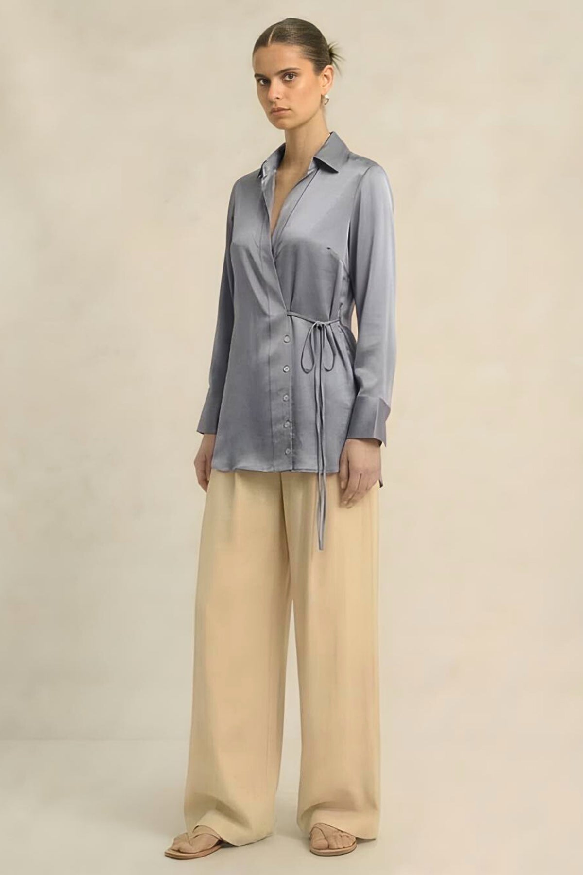 Steel Grey Bemberg Wrap Shirt