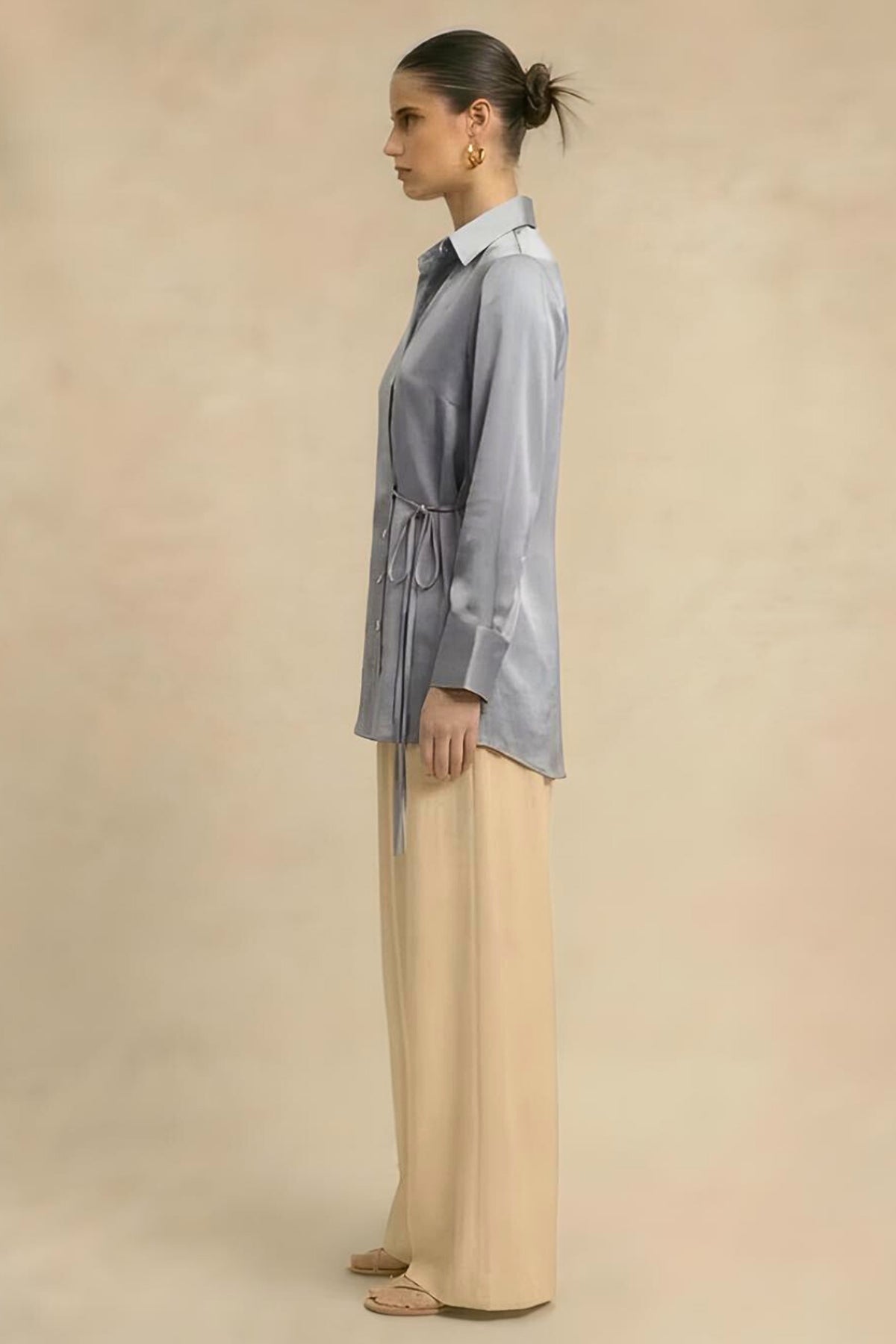 Steel Grey Bemberg Wrap Shirt