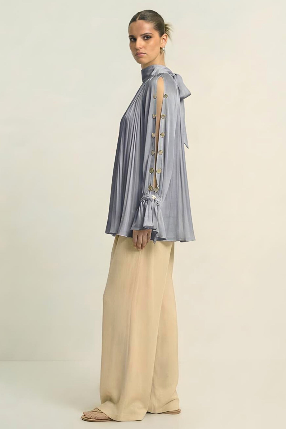 Steel Grey Coin Detailing Top