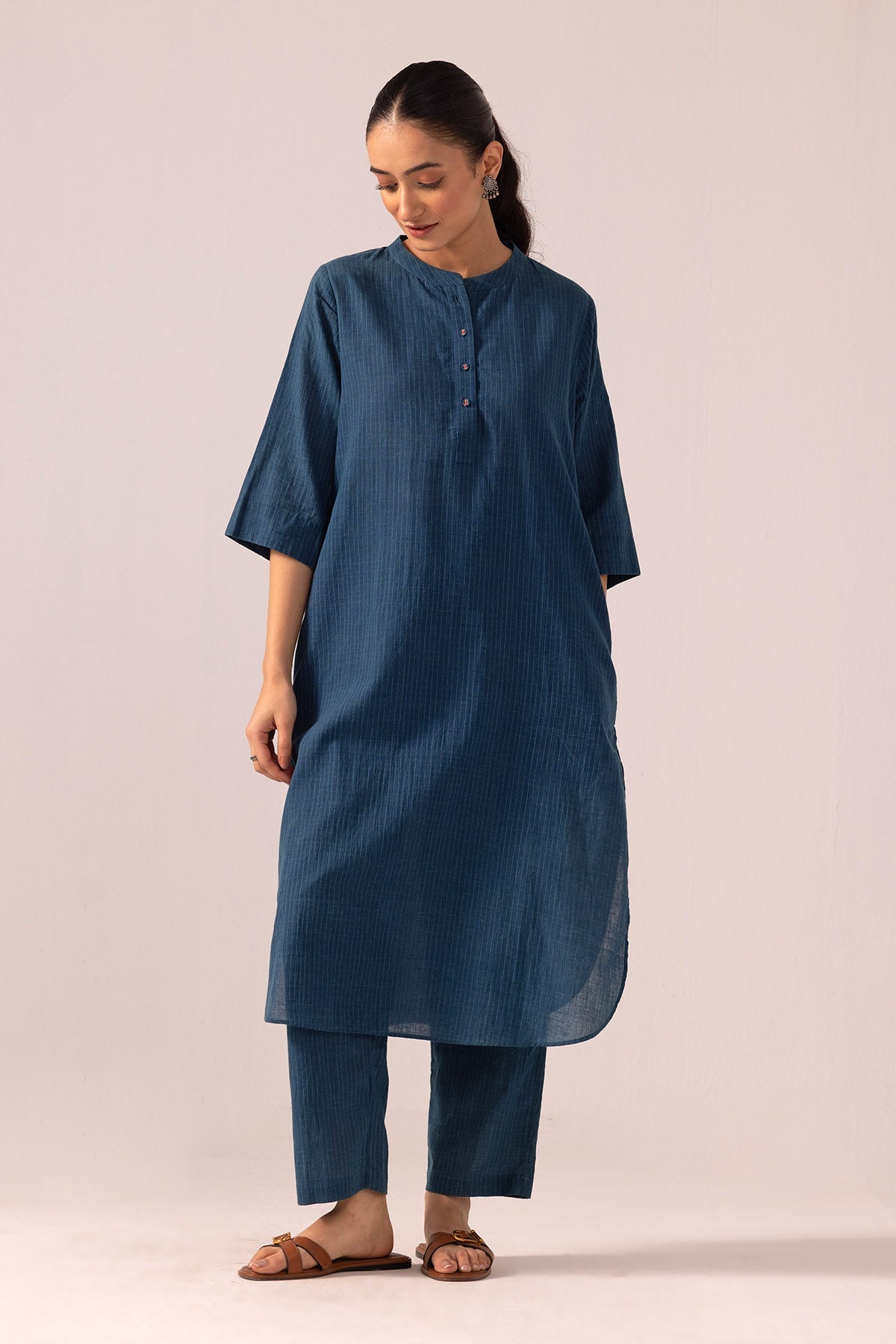 Buy Straight Fit Blue Kurta & Pants By Label Shreya Sharma For Women Online at ScrollnShops