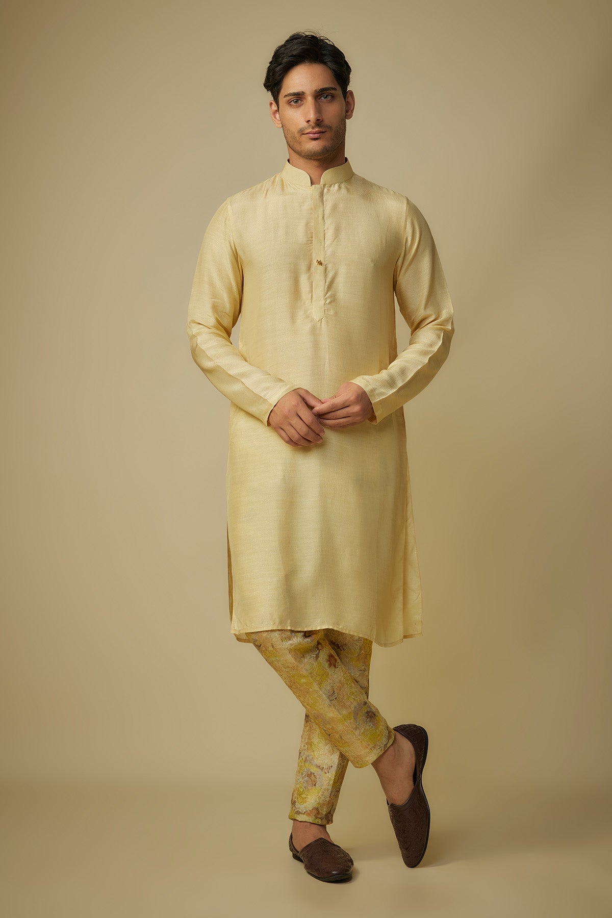 Buy Straight Yellow Kurta & Pants by Masumi Mewawalla for men online at ScrollnShops