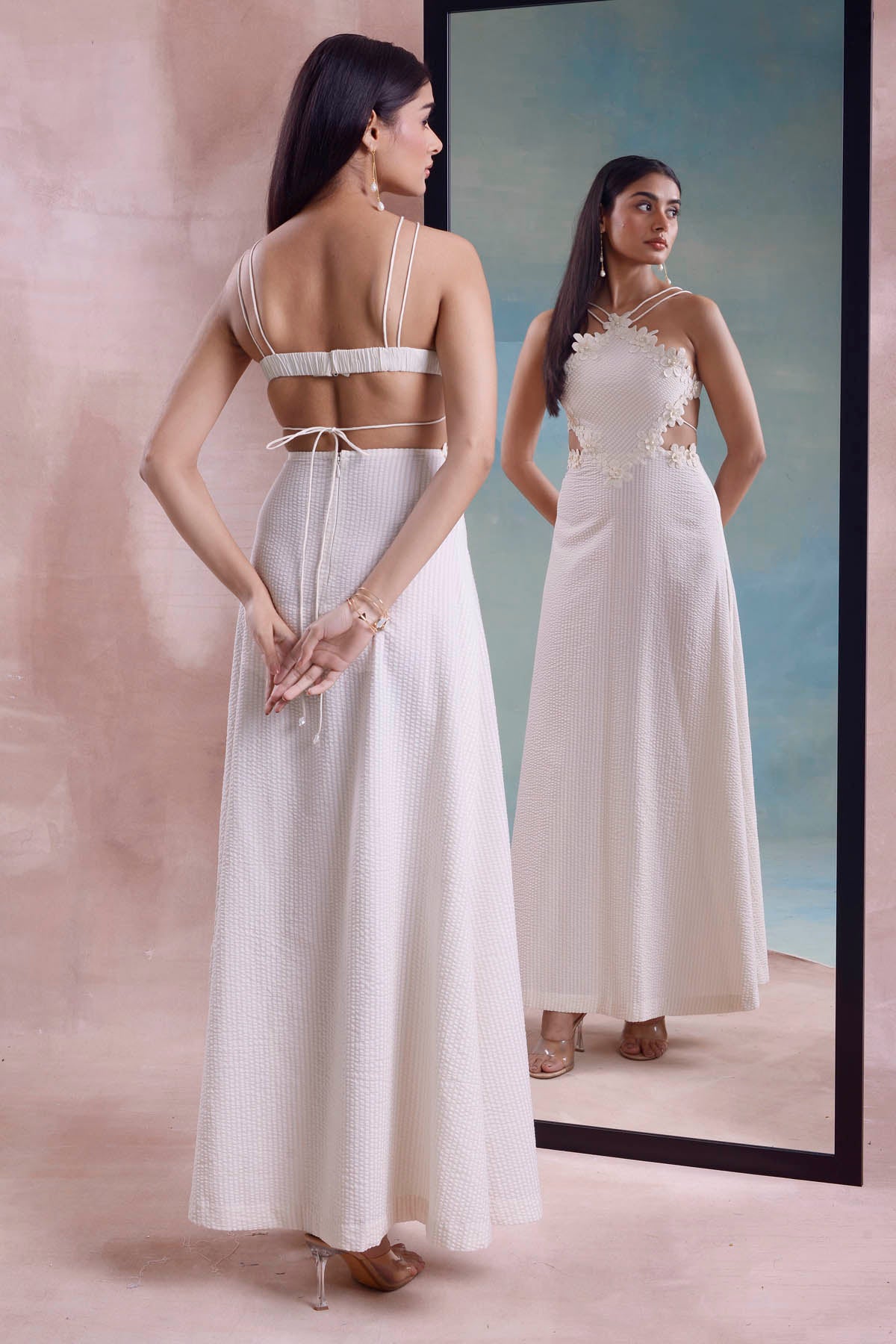 Strappy Floret Scalloped Dress