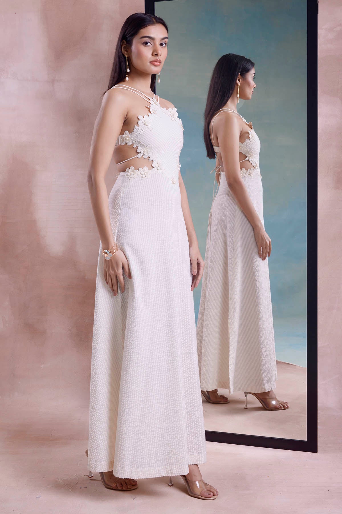 Strappy Floret Scalloped Dress