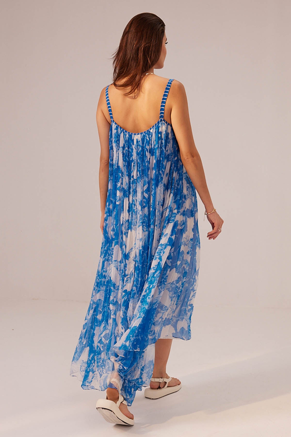 Striped Strap Floral Dress