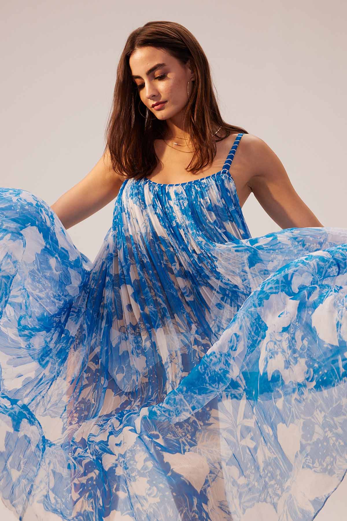 Striped Strap Floral Dress