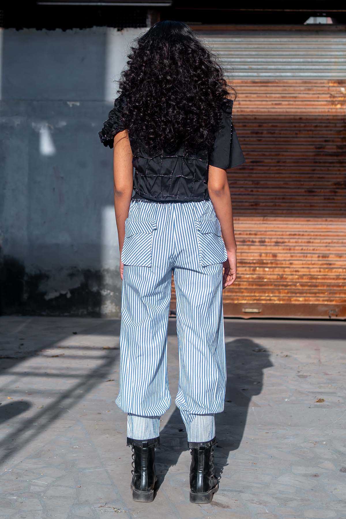 Striper Front Slit Pants