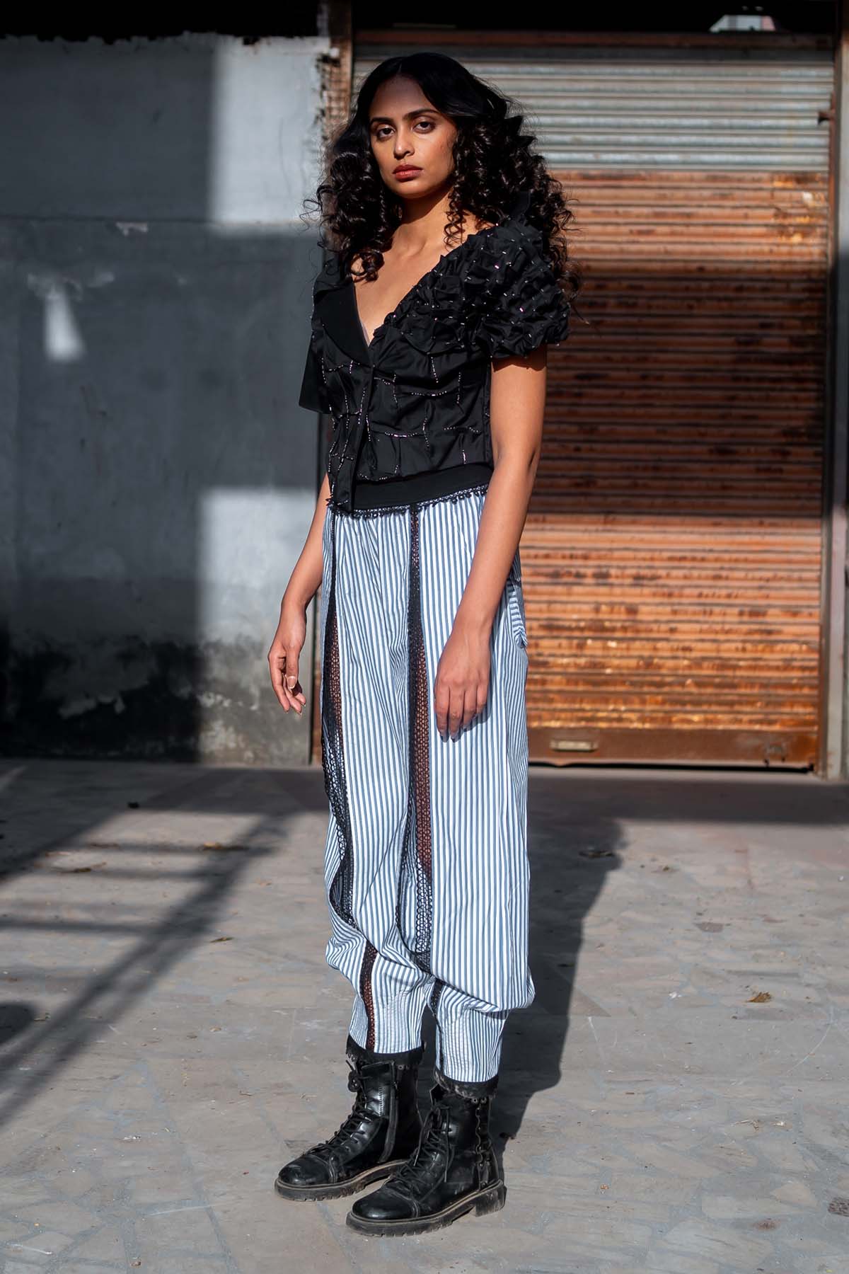 Striper Front Slit Pants