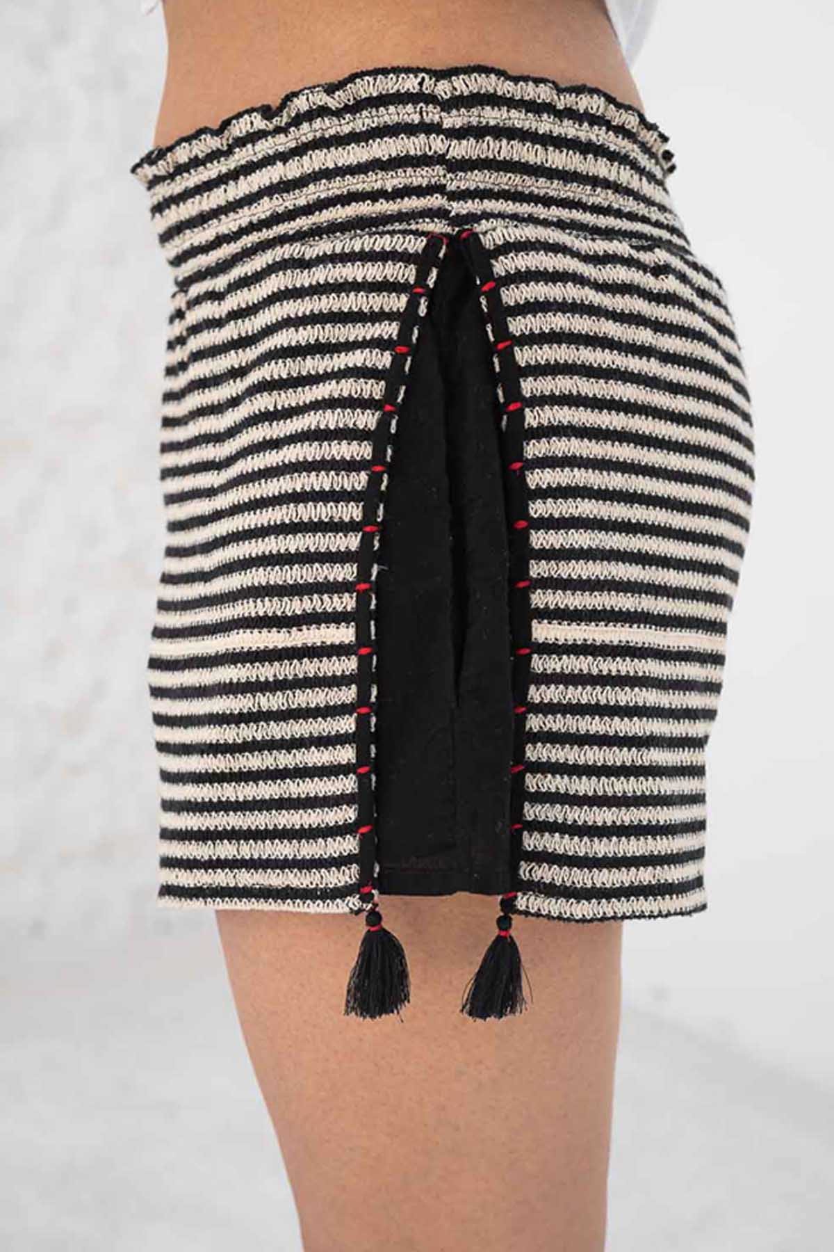 Striped Cotton Lace Shorts