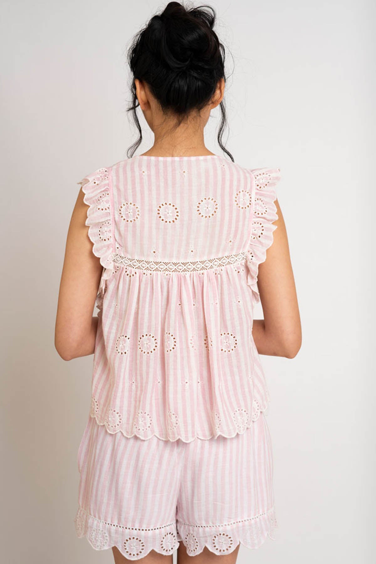 Striped Eyelet Schiffli Top