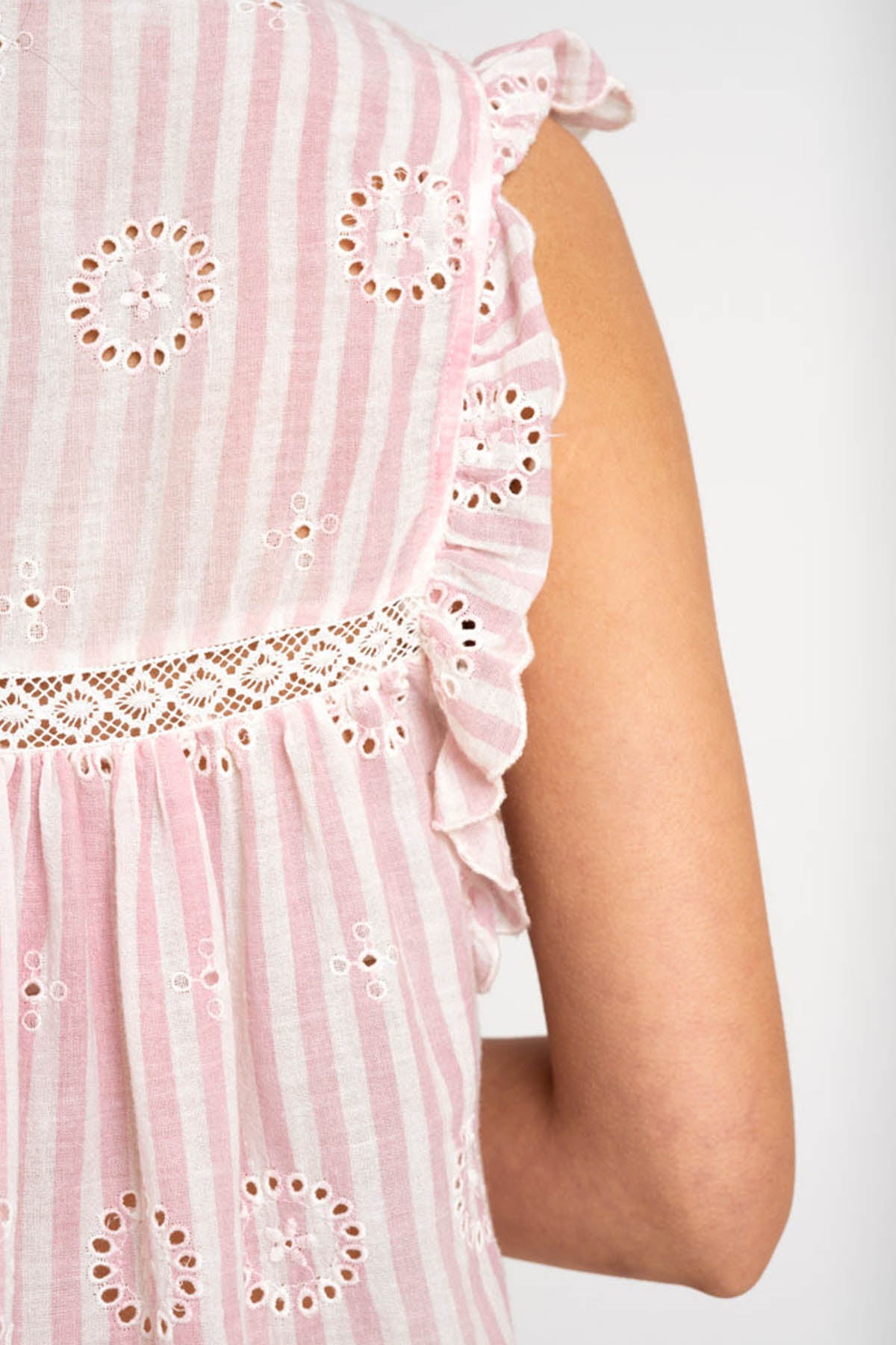 Striped Eyelet Schiffli Top