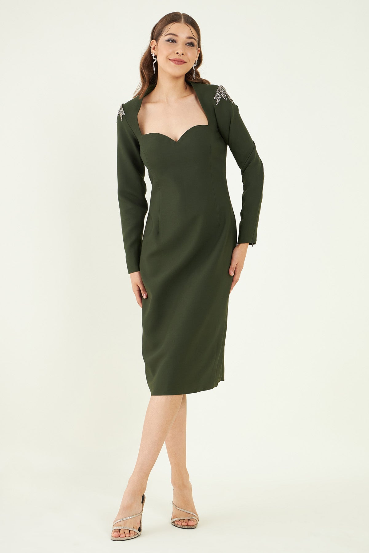 Buy Sweetheart Olive Green Dress Online