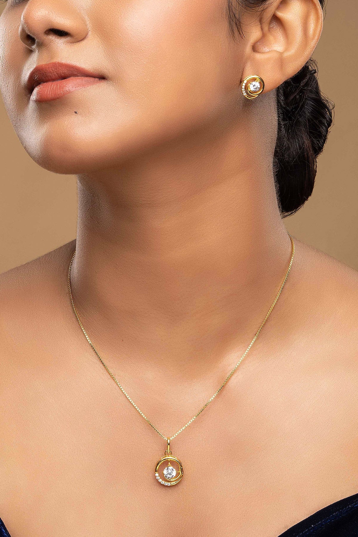 Buy Swirl Stud Pendant & Earrings for women by Sica online available at scrollnshops