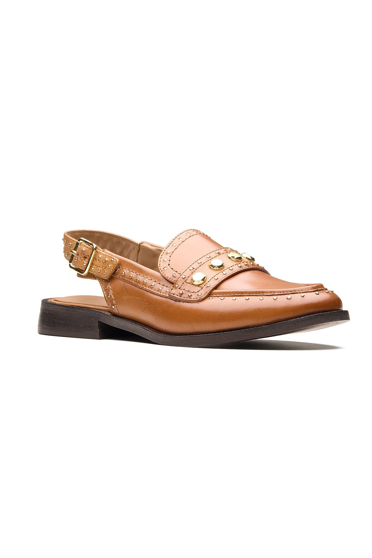 Buy Tan Studded Slingback Sandals by Dang Shoes for Women online at ScrollnShops