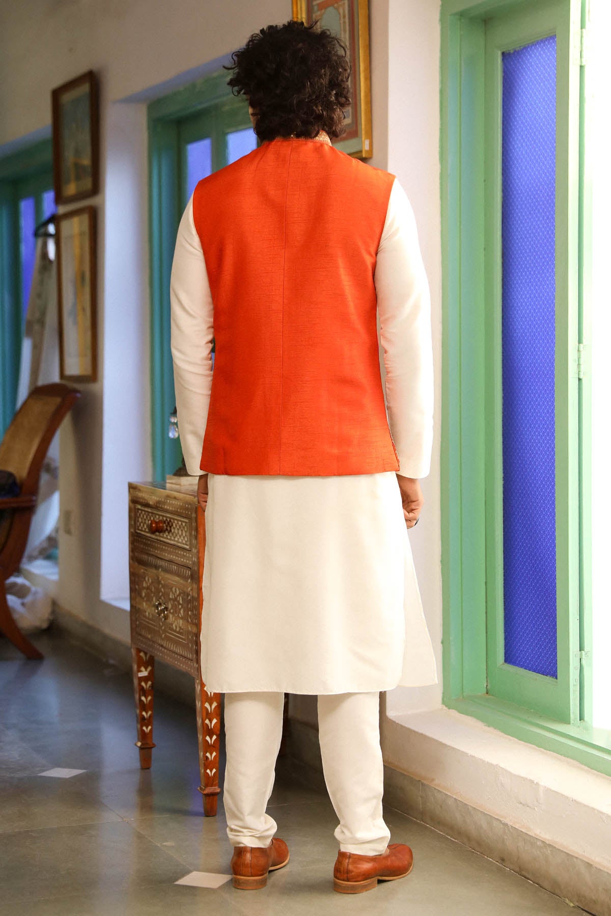 Tangerine Zari & Sequins Bundi