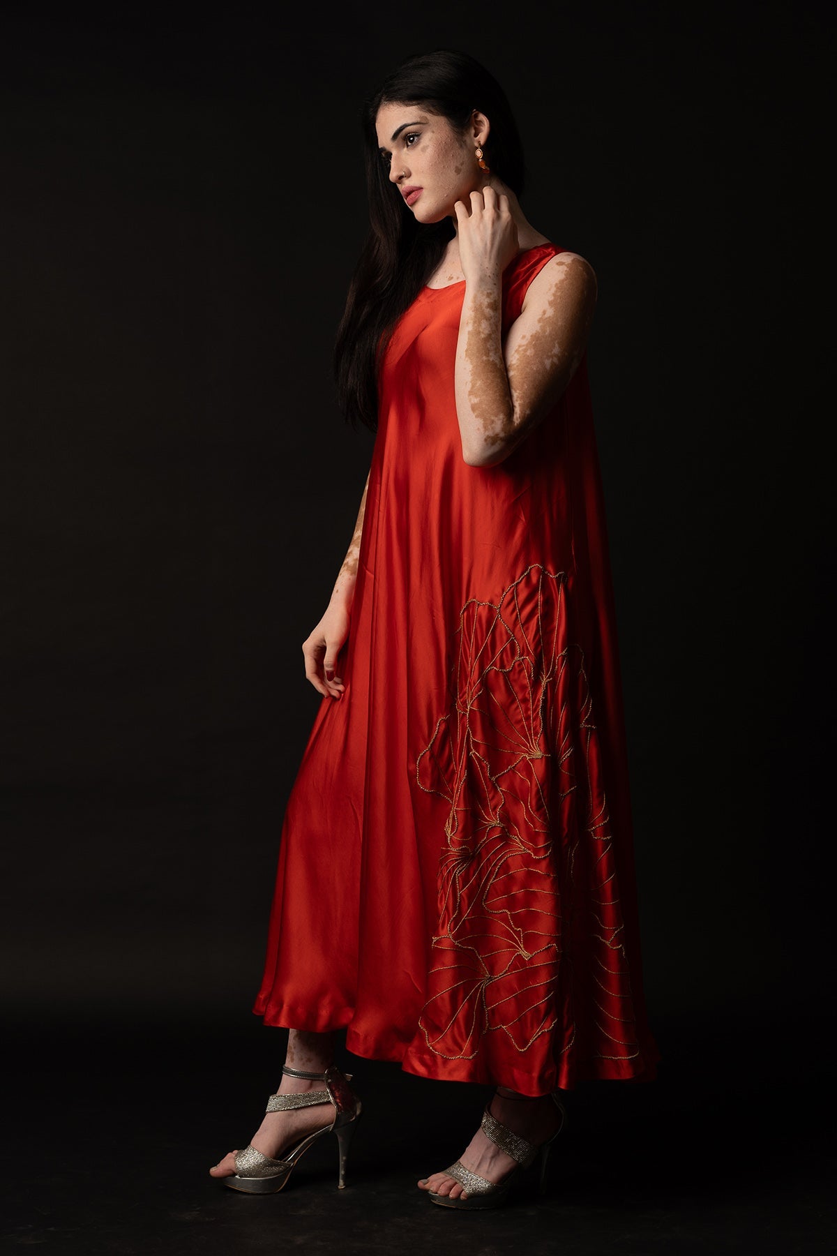 Buy Tangerine Boat Neck Maxi Dress by Krishnamani for Women online at ScrollnShops