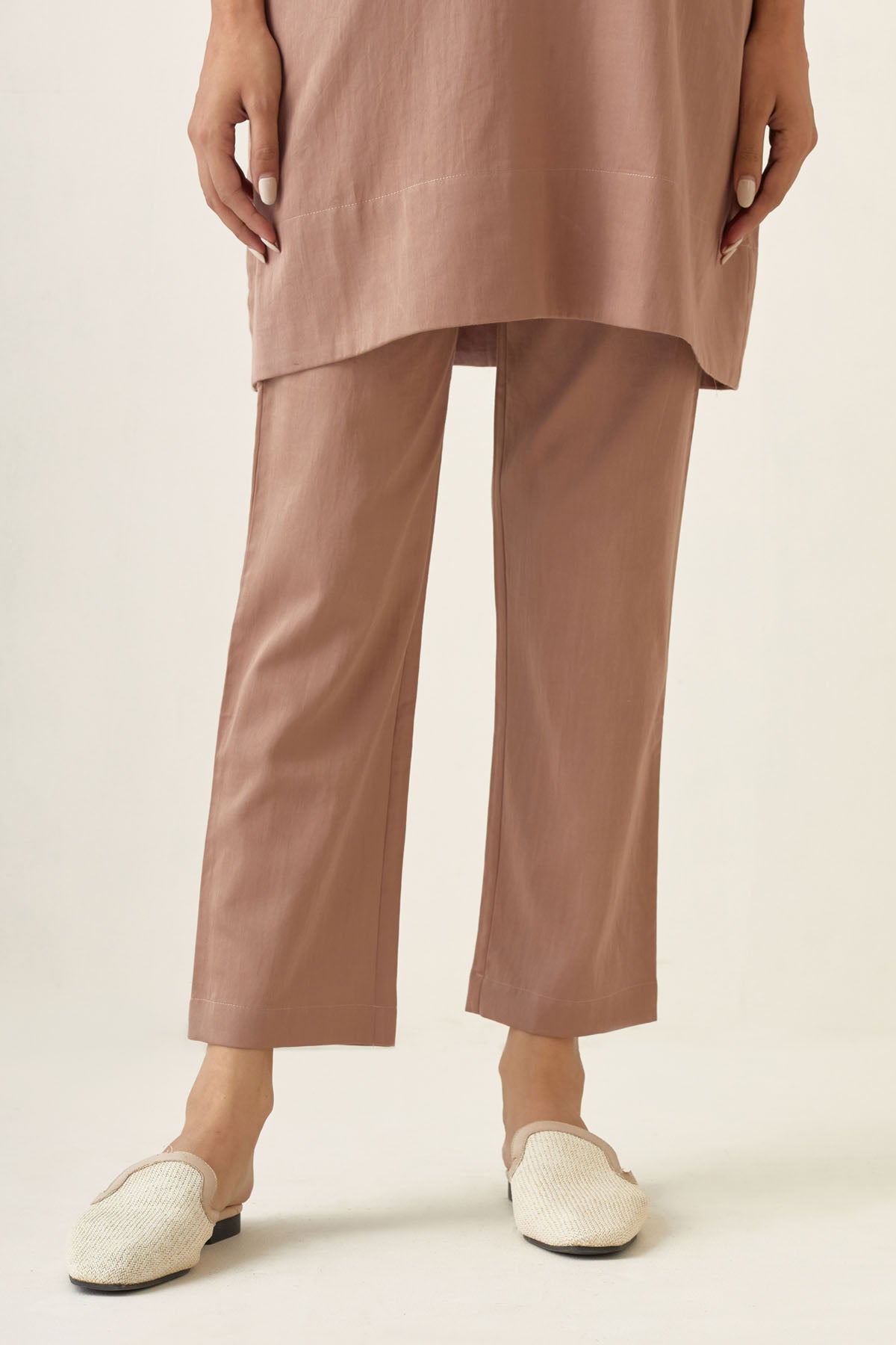 Taupe Embroidered Kurta Set