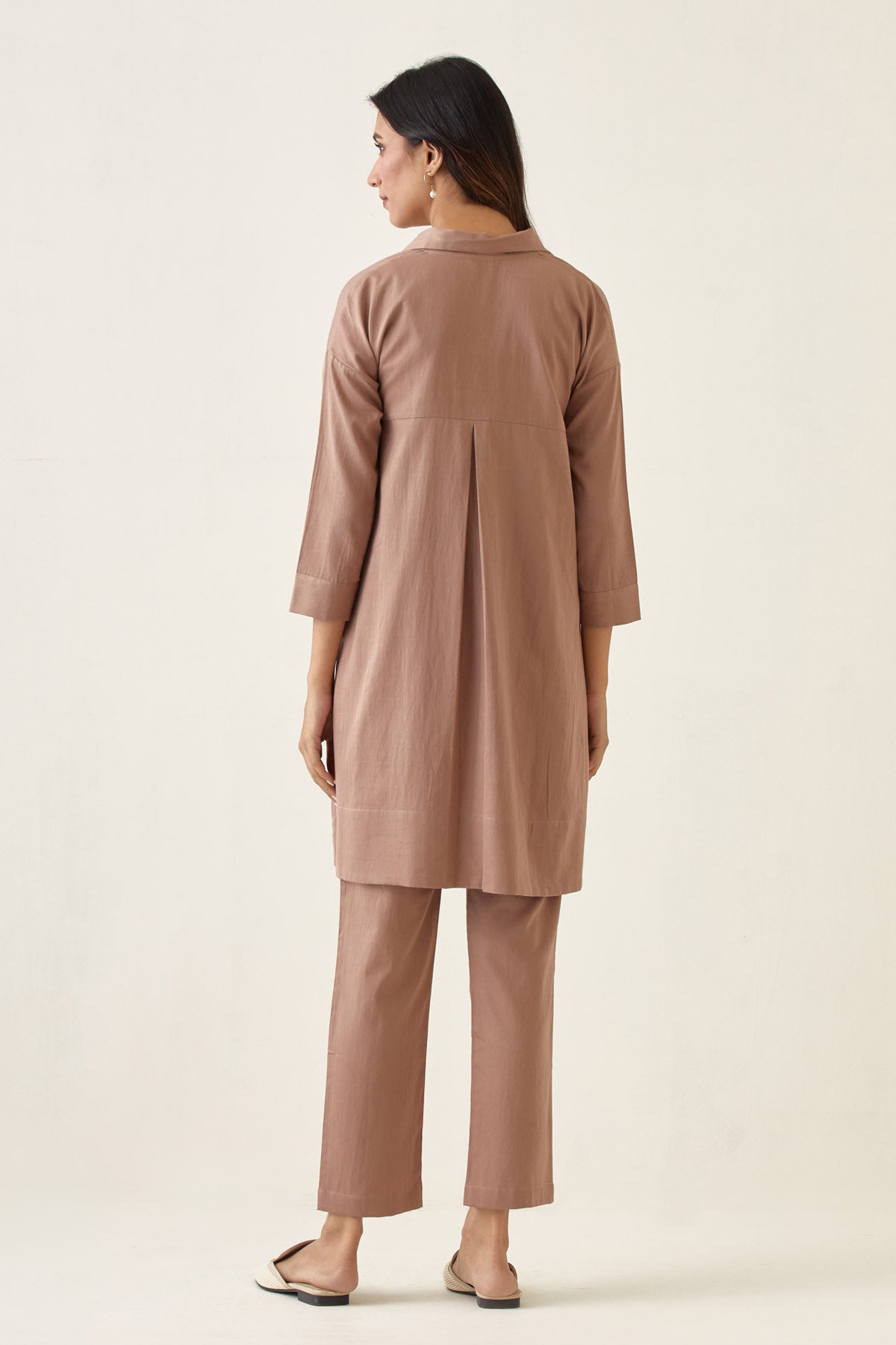 Taupe Embroidered Kurta Set