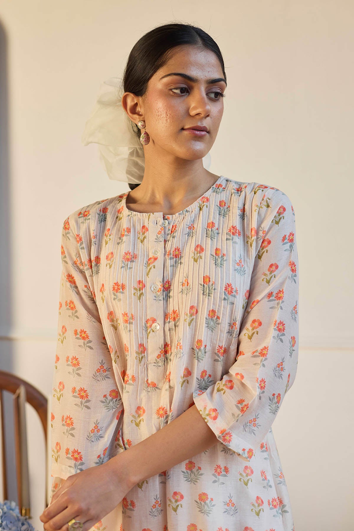 Taupe Pintuck Kurta & Pants