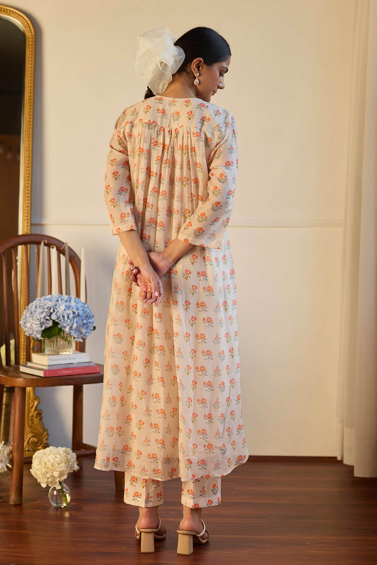 Taupe Pintuck Kurta & Pants