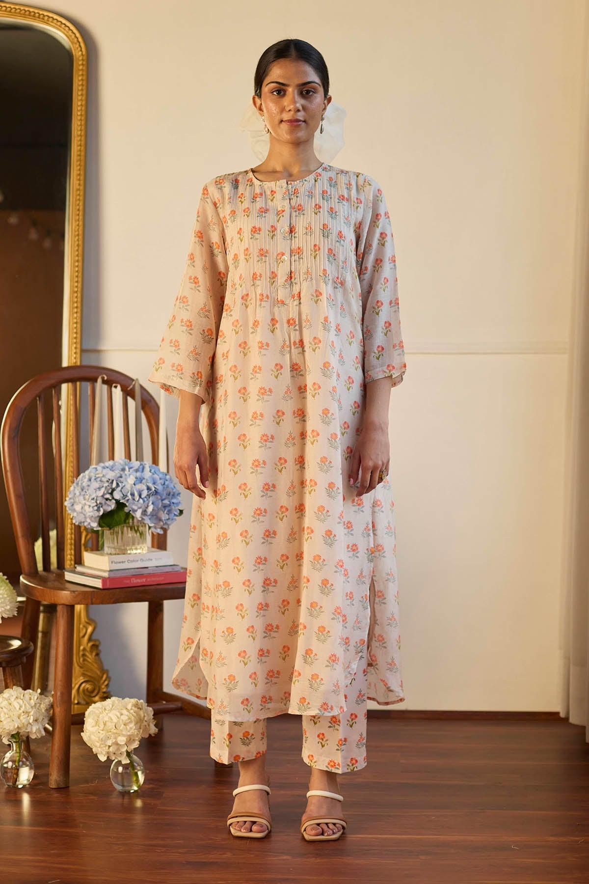 Buy Taupe Pintuck Kurta & Pants by Juanita by Shubhda for women online at ScrollnShops