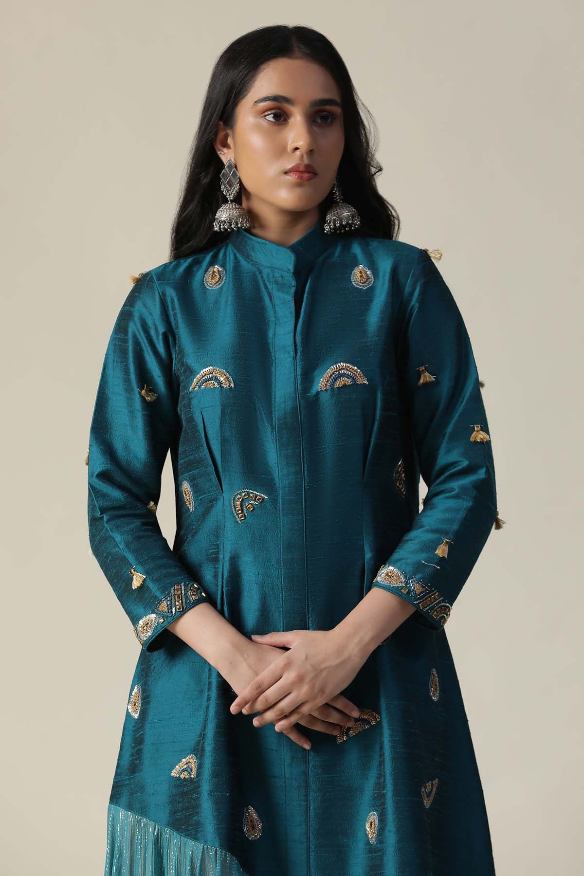 Teal Blue Embroidered Tunic