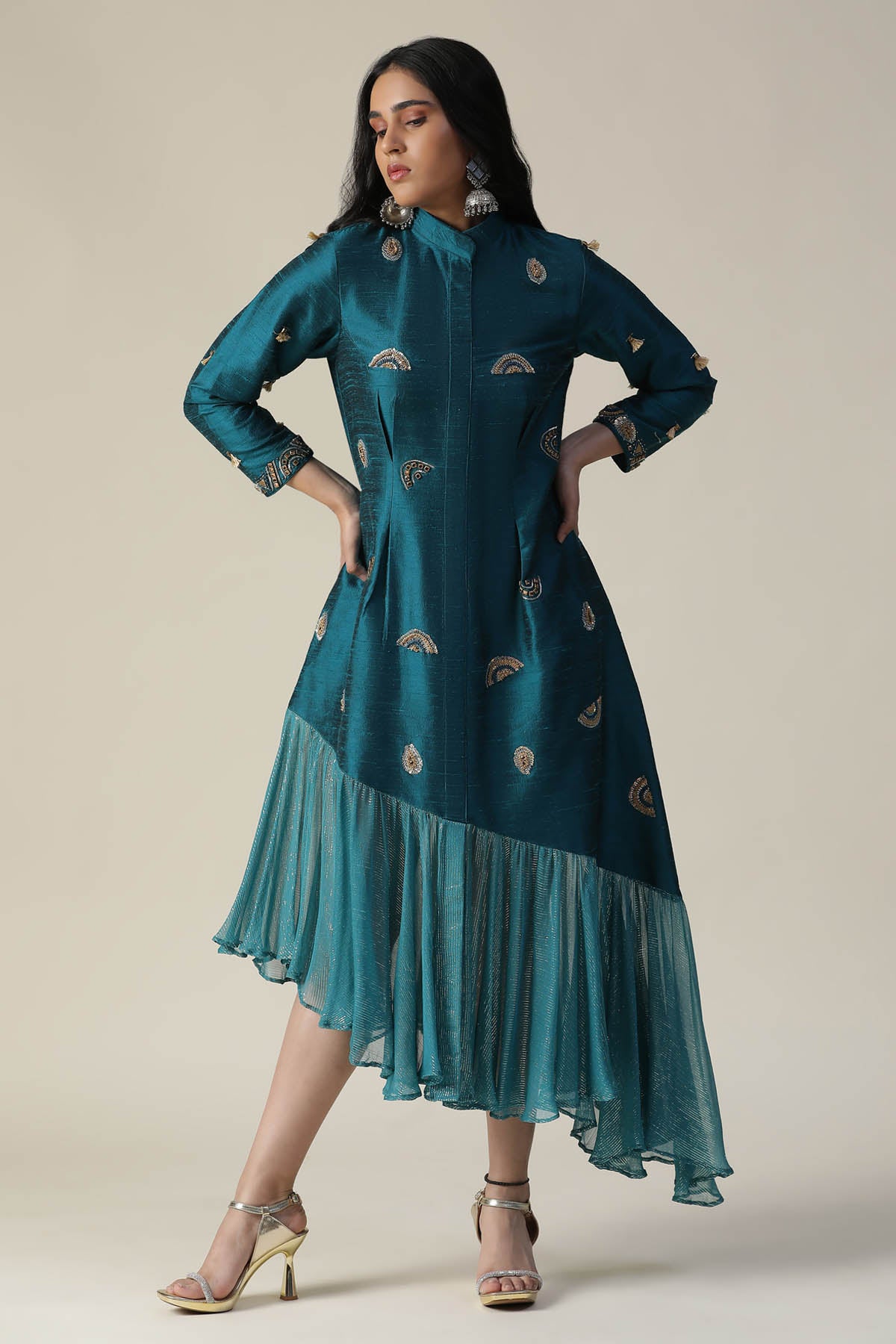 Teal Blue Embroidered Tunic