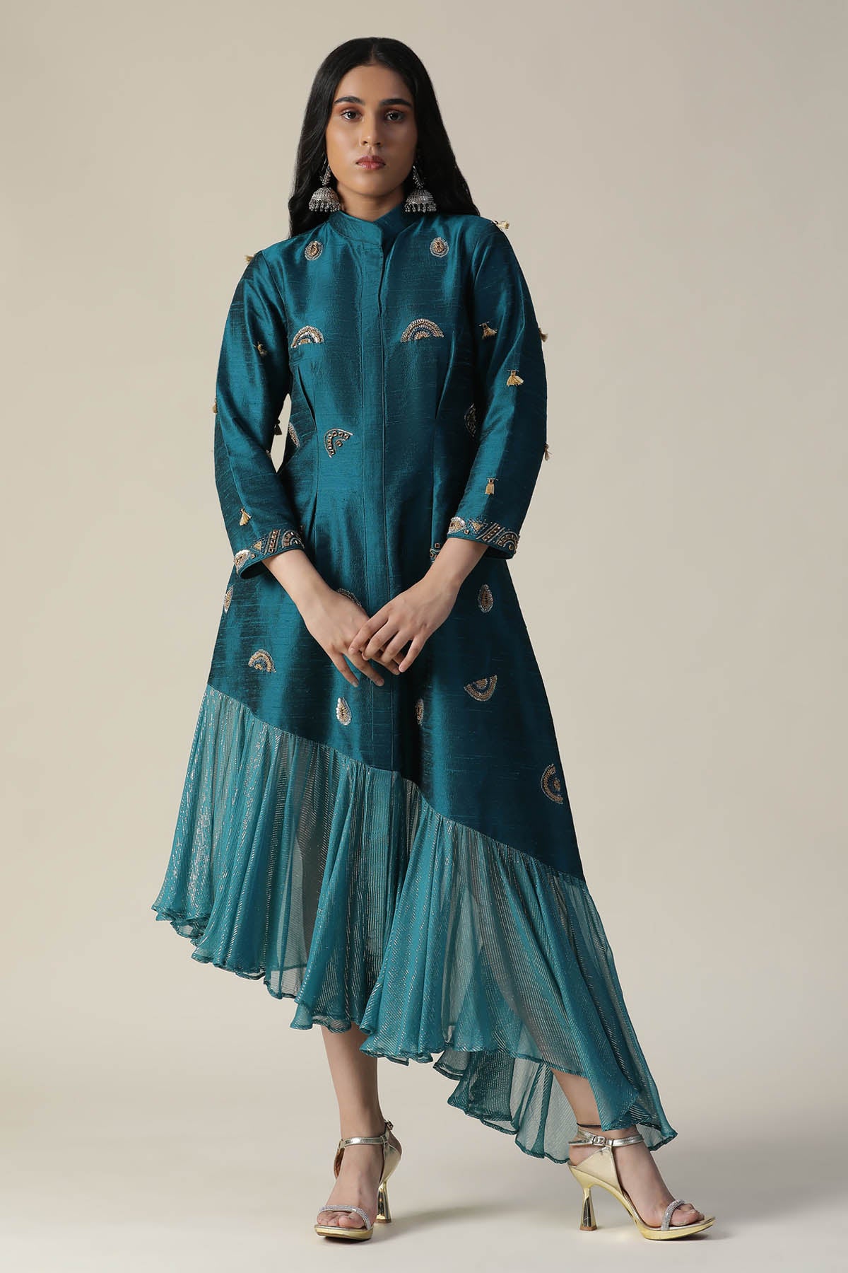 Teal Blue Embroidered Tunic