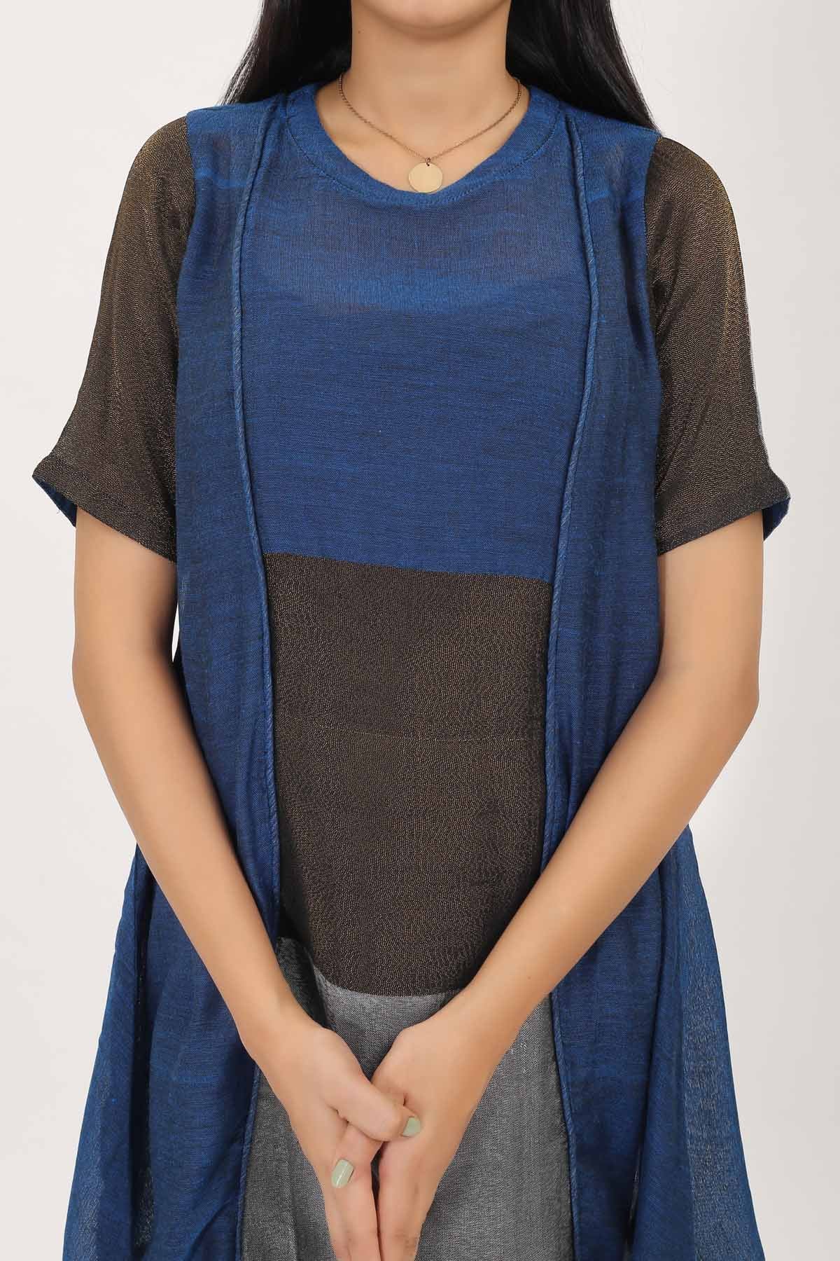 Teal Cotton Zari Kurta & Pants