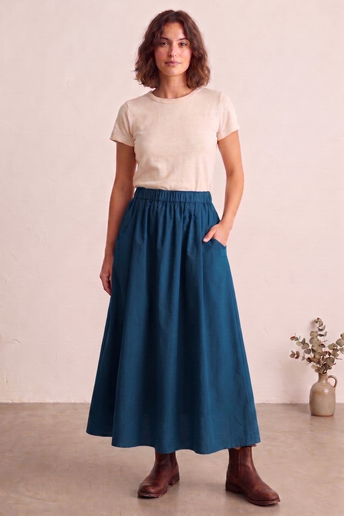 Buy Teal Ankle Length Flare Skirt for women by Sneha B online available at scrollnshops