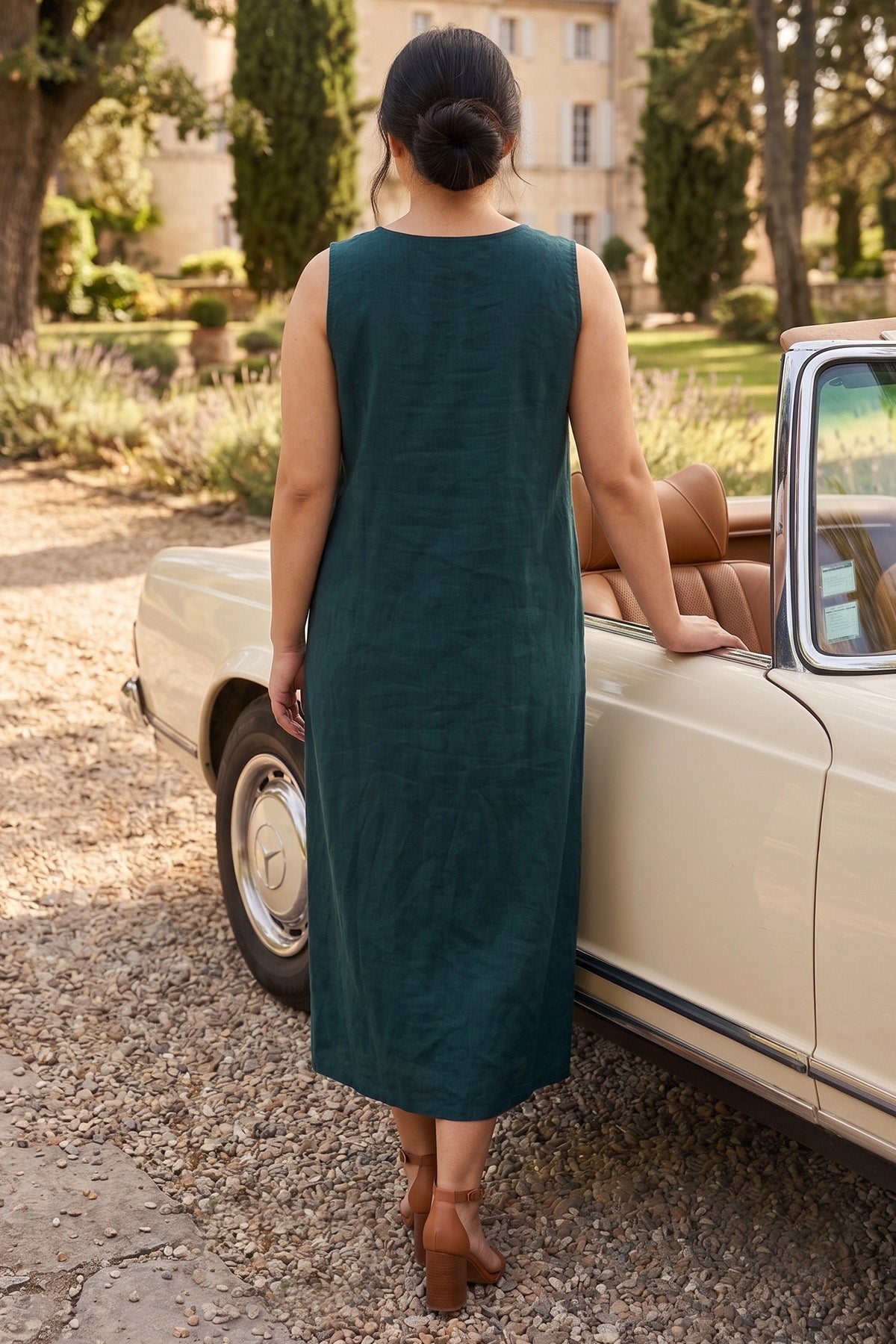 Teal Blue Cotton Linen Dress