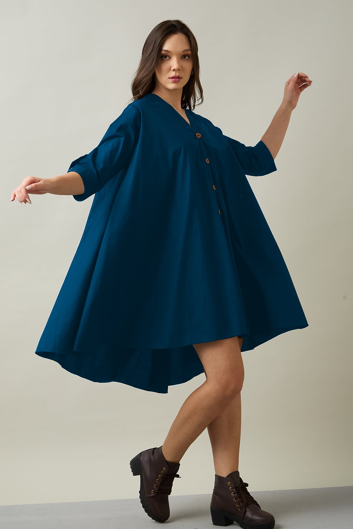 Buy Teal Blue Cotton Oversize Dress for Women by SNEHA B Designer online available at scrollnshops