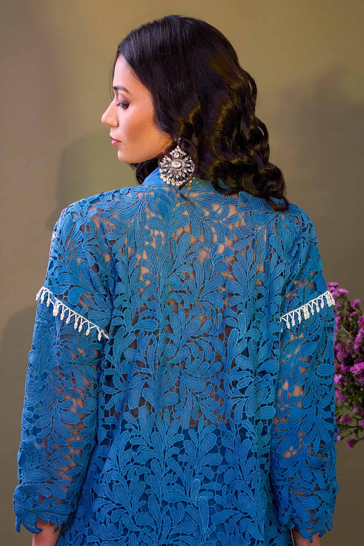 Teal Blue Cut Work Kurta & Dhoti