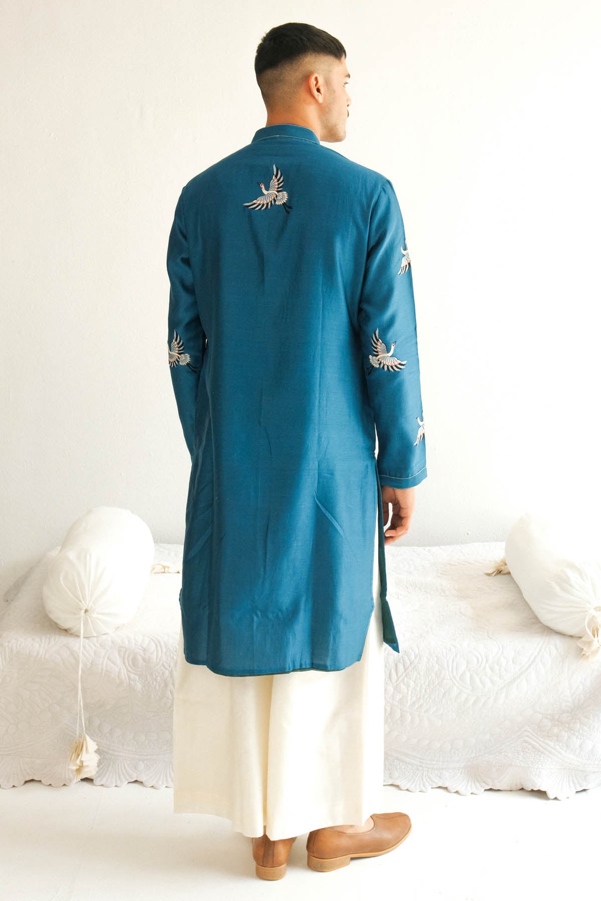 Teal Blue Embroidered Kurta Set