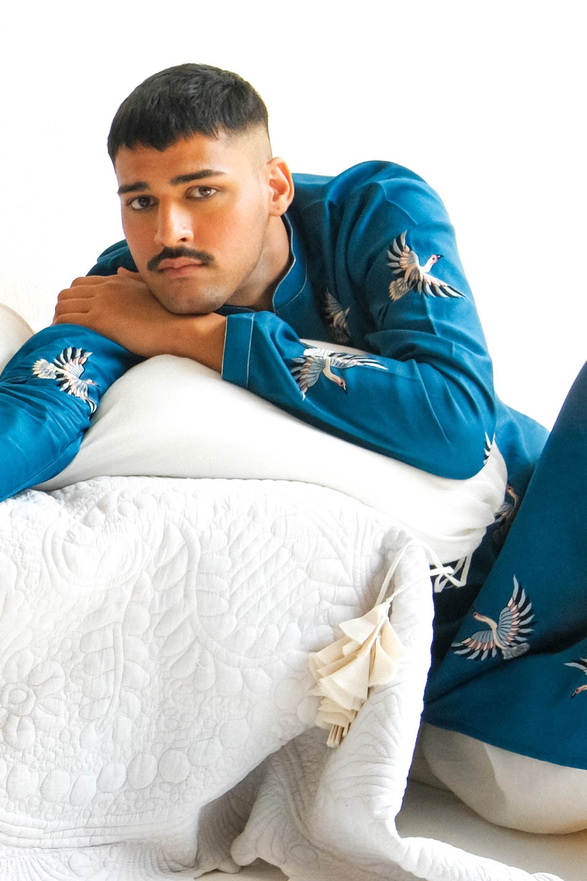 Teal Blue Embroidered Kurta Set