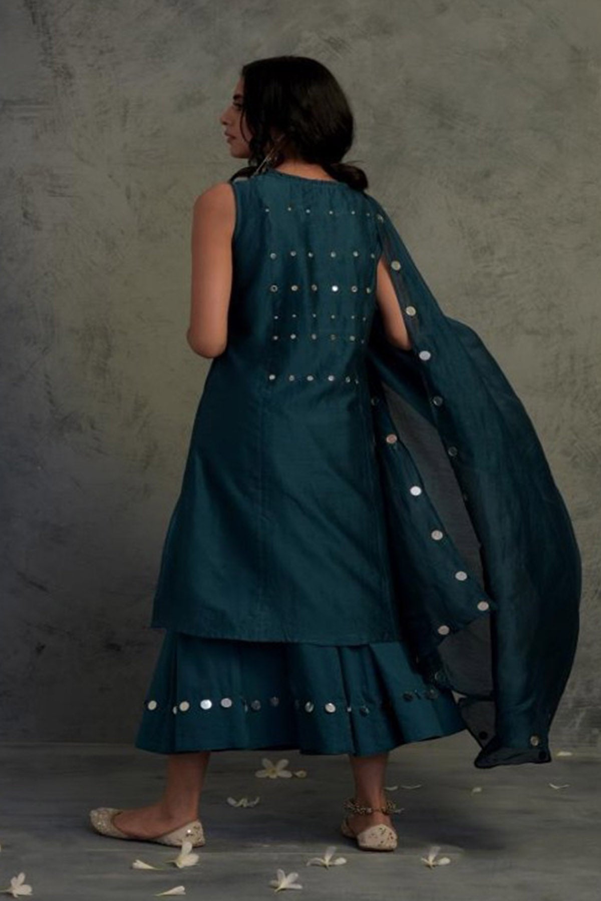 Teal Blue Sleeveless Palazzo Set