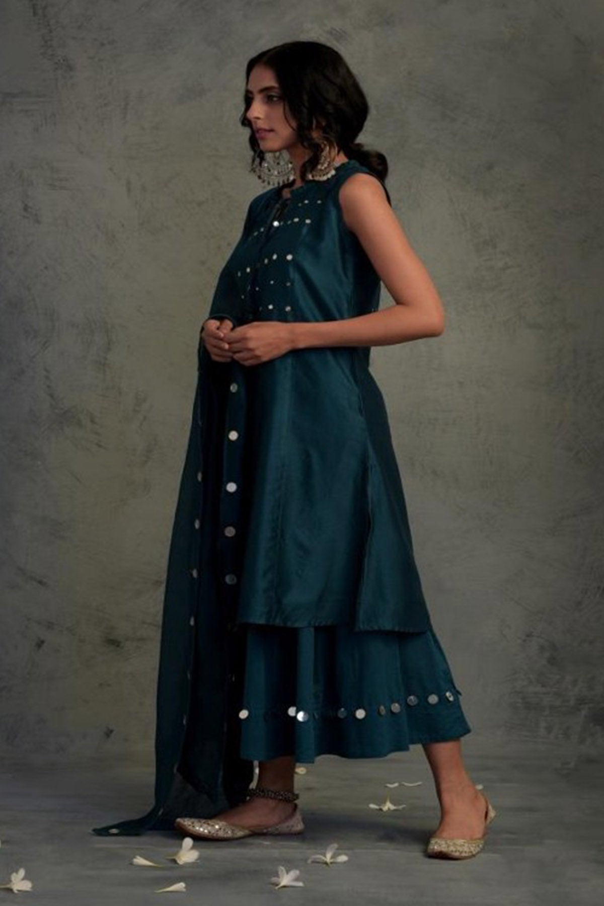 Teal Blue Sleeveless Palazzo Set